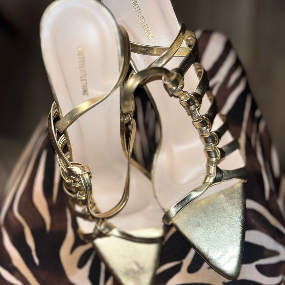 PrettyLittleThing Metallic Gold Heels